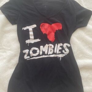 Black 'I Love Zombies' Graphic T-Shirt